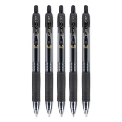 G2 Premium Gel Pen, Retractable, Fine 0.7 Mm, Black Ink, Smoke/Black Barrel, 5/Pack