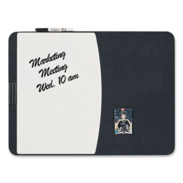 Designer Tack And Write Combination Dry-Erase Whiteboard/Bulletin Board, 35 x 23.5, Black/White Surface, Black Plastic Frame