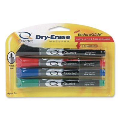 Enduraglide Dry Erase Marker, Fine Tip, Assorted Colors, 4/Pack