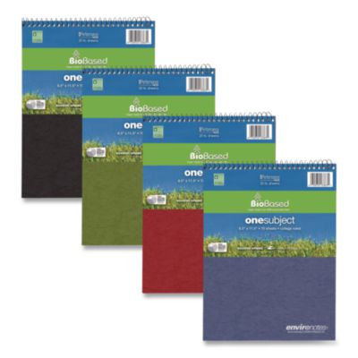 Environotes Biobased Notepad, Randomly Assorted Cover Colors, Medium/College Rule, (70) White 8.5 x 11 Sheets