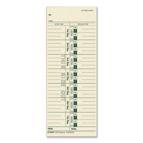 Time Clock Cards, Replacement For 30/1912R/10-800292, One Side, 3.5 x 9, 100/Pack
