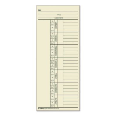 Time Clock Cards, Replacement For K14-15, Two Sides, 3.38 x 8.25, 100/Pack