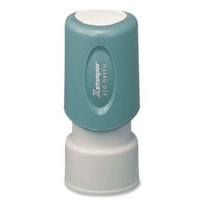 Pre-Inked Round Stock Stamp, Posted, 0.62" Dia, Red Ink