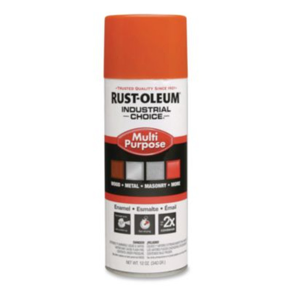 Industrial Choice 1600 System Multi-Purpose Enamel Spray Paint, Gloss Orange, 12 Oz Aerosol Can, 6/Carton