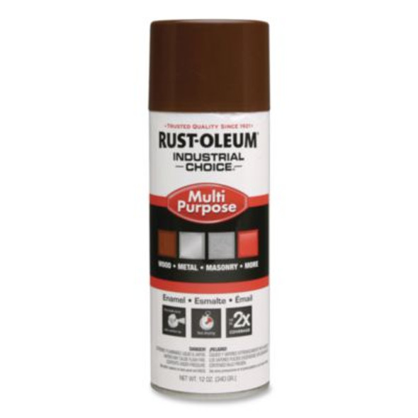 Industrial Choice 1600 System Multi-Purpose Enamel Spray Paint, Gloss Brown, 12 Oz Aerosol Can, 6/Carton