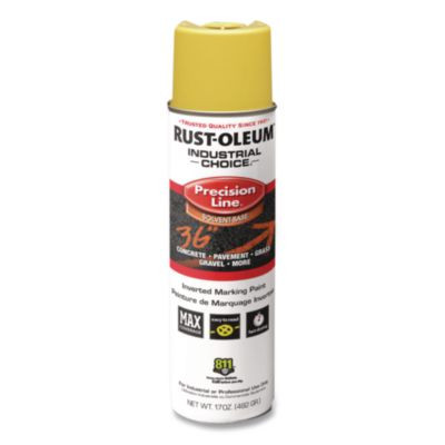 Industrial Choice M1600 System Solvent-Based Precision Line Marking Paint, Flat Hi-Vis Yellow, 17 Oz Aerosol Can, 12/Carton