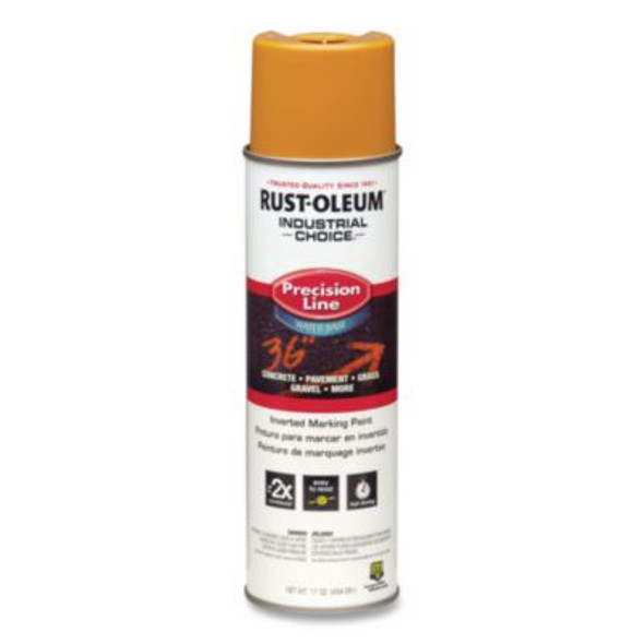 Industrial Choice M1800 System Water-Based Precision Line Marking Paint, Gloss Yellow, 17 Oz Aerosol Can, 12/Carton