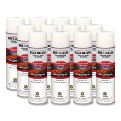 Industrial Choice M1400 System Water-Based Construction Marking Paint, Gloss White, 17 Oz Aerosol Can, 12/Carton