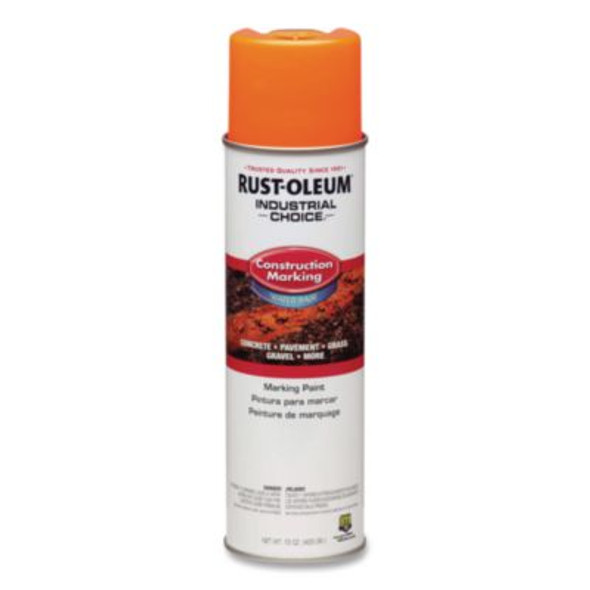 Industrial Choice M1400 System Water-Based Construction Marking Paint, Gloss Fluorescent Orange, 17 Oz Aerosol Can, 12/Carton
