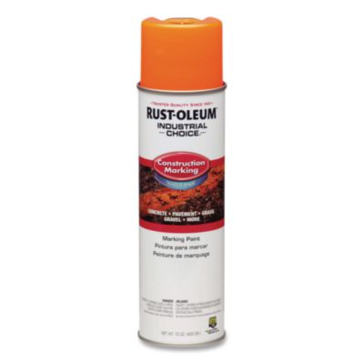 Industrial Choice M1400 System Water-Based Construction Marking Paint, Gloss Fluorescent Orange, 17 Oz Aerosol Can, 12/Carton