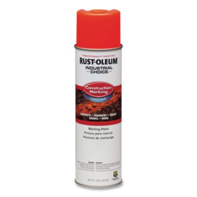 Industrial Choice M1400 System Water-Based Construction Marking Paint, Gloss Fluorescent Red-Orange, 17 Oz Aerosol Can, 12/Ct