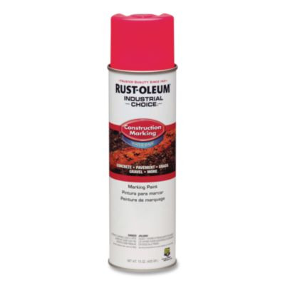 Industrial Choice M1400 System Water-Based Construction Marking Paint, Gloss Fluorescent Pink, 17 Oz Aerosol Can, 12/Carton
