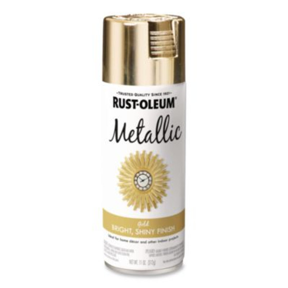 Metallic Spray Paint, Metallic Gold, 11 Oz Aerosol Can, 6/Carton