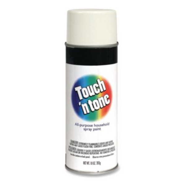 Touch'n Tone Spray Paint, Gloss White, 10 Oz Aerosol Can, 6/Carton