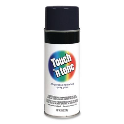 Touch'n Tone Spray Paint, Flat Black, 10 Oz Aerosol Can, 6/Carton
