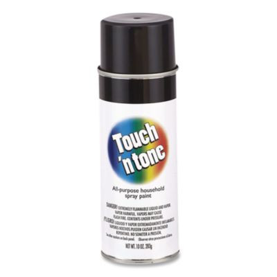 Touch'n Tone Spray Paint, Gloss Black, 10 Oz Aerosol Can, 6/Carton