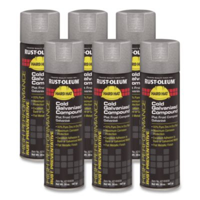 Hard Hat High Performance V2100 System Rust Preventive Cold Galvanizing Compound, Flat Gray, 20 Oz Aerosol Can, 6/Carton