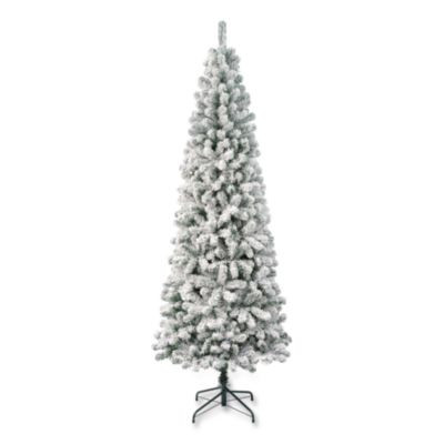 Acacia Medium Flocked Tree, 34" x 34" x 88.5" Green Tree, Green Tree Stand