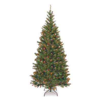 Pre-Lit Aspen Spruce Slim Tree, 48" x 48" x 90", Green Tree, Green Tree Stand
