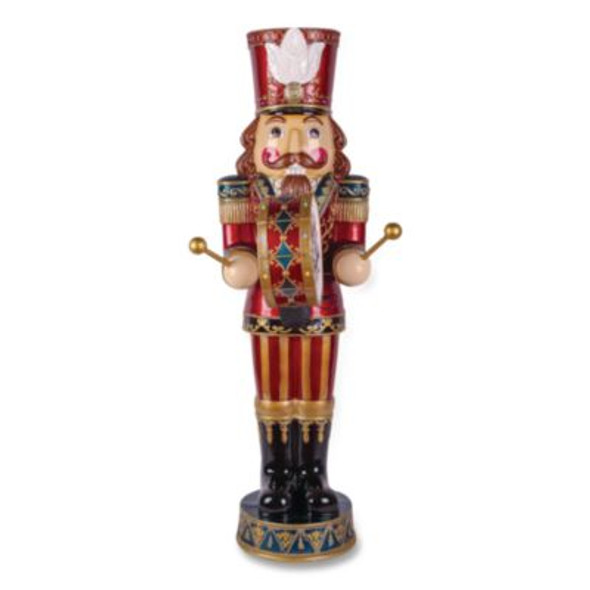 Animated Nutcracker, Ac Powered, Blue/Green/Red/Yellow Led Lights, 22.25" x 18" x 58.5", Red