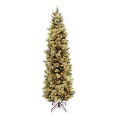 Pre-Lit Carolina Pine Slim Tree, 29" x 29" x 78", Green Tree, Green Tree Stand