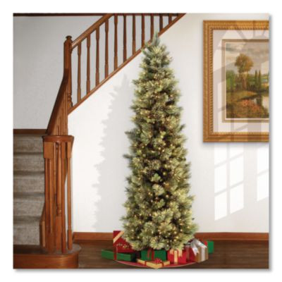 Pre-Lit Carolina Pine Slim Tree, 29" x 29" x 78", Green Tree, Green Tree Stand