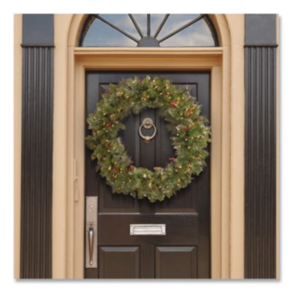 Pre-Lit Crestwood Spruce Wreath, Ac Powered, Clear Incandescent Lights, 36" Diameter x 5"h, Green