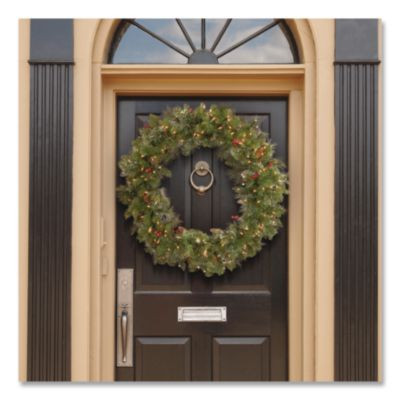 Pre-Lit Crestwood Spruce Wreath, Ac Powered, Clear Incandescent Lights, 36" Diameter x 5"h, Green