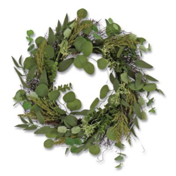 Eucalyptus And Baby's Breath Spring Wreath, 22" Diameter x 5" h, Green