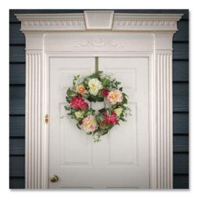 Mixed Garden Flowers Spring Wreath, 22" Diameter x 5"h, Pink