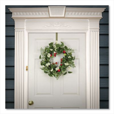 Petunia And Strawberry Wreath,  22" Diameter x 5"h, White