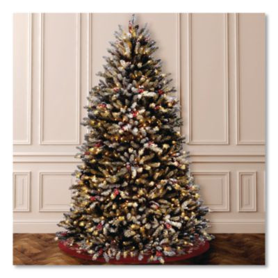 Pre-Lit Dunhill Fir Snowy Tree, 55" x 55" x 84", Green Tree, Green Tree Stand