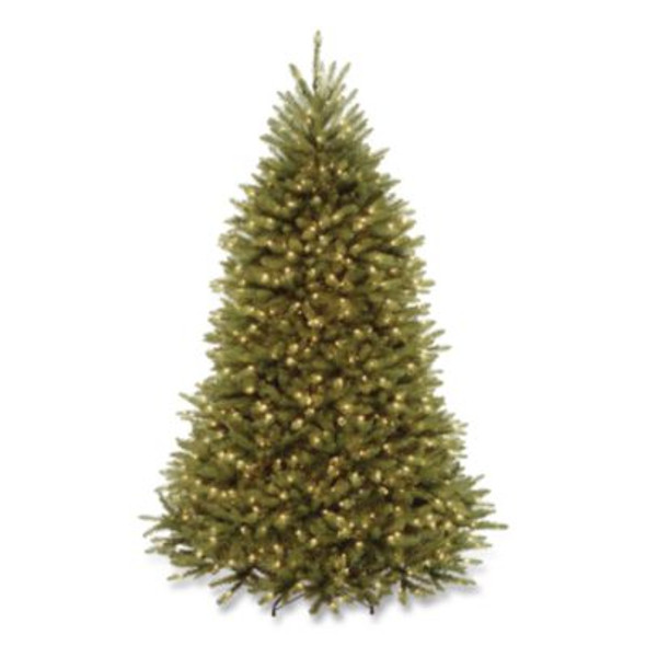 Pre-Lit Dunhill Fir Tree With Powerconnect, Clear Lights, 52" x 52" x 84", Green Tree, Green Tree Stand