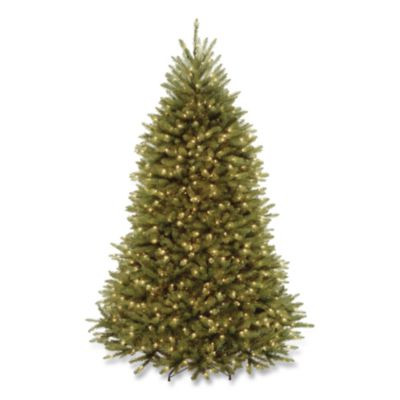 Pre-Lit Dunhill Fir Tree With Powerconnect, Clear Lights, 52" x 52" x 84", Green Tree, Green Tree Stand