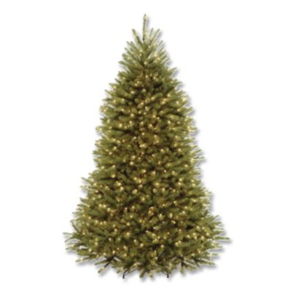 Pre-Lit Dunhill Fir Tree With Powerconnect, Dual Color Lights, 52" x 52" x 84", Green Tree, Green Tree Stand