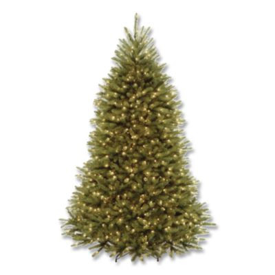 Pre-Lit Dunhill Fir Tree With Powerconnect, Dual Color Lights, 52" x 52" x 84", Green Tree, Green Tree Stand