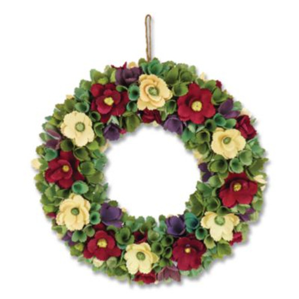 Red And Cream Floral Wreath, 18" x 18" x 3.93", Red