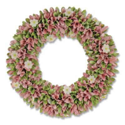 Spring Pink Floral Wreath, 18" x 18" x 3.93", Pink