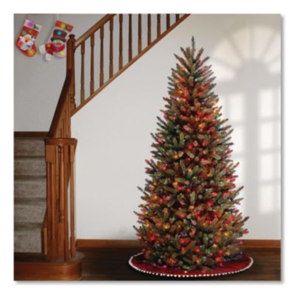 Pre-Lit Natural Fraser Fir Slim Tree, 40" x 40" x 78", Green Tree, Green Tree Stand