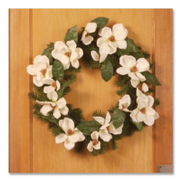 North Valley Spruce Magnolia Wreath, 24" Diameter x 3.5"h, White