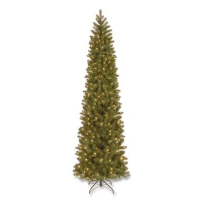 Pre-Lit Downswept Douglas Fir Pencil Slim Tree, 35" x 35" x 108", Green Tree, Green Tree Stand