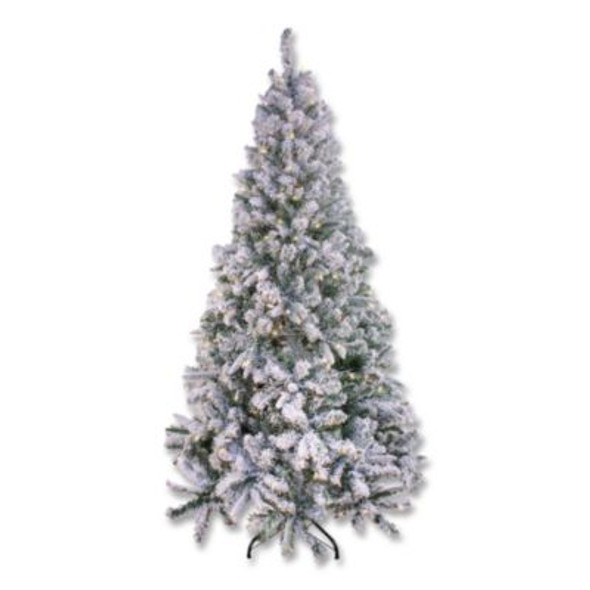 Pre-Lit Snowy Mixed Pine Tree, 44" x 44" x 78", Green Tree, Green Tree Stand