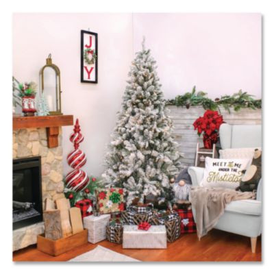 Pre-Lit Snowy Mixed Pine Tree, 44" x 44" x 78", Green Tree, Green Tree Stand