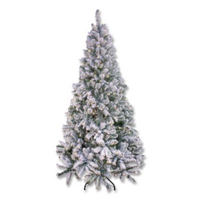 Pre-Lit Snowy Mixed Pine Tree, 44" x 44" x 78", Green Tree, Green Tree Stand