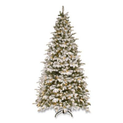 Pre-Lit Snowy Everest Fir, 64" x 64" x 108", Green Tree, Green Tree Stand