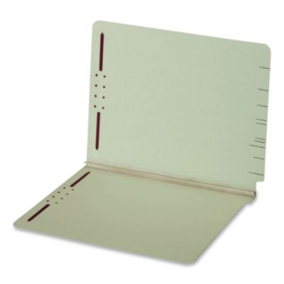 Colored Pressboard End Tab Fastener Folders, Straight Tab, Expands 3", 2 Fasteners, Letter Size, Light Green, 25/Box