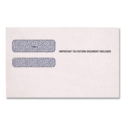 Double-Window 1095 B And C Tax Form Envelopes, Commercial Flap, Gummed Closure, 5.63 x 9, White, 100/Pack