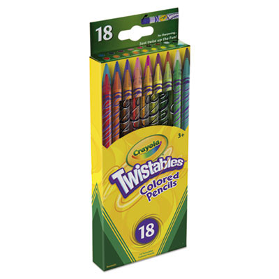 Twistables Colored Pencils, 2 Mm, 2B, Assorted Lead And Barrel Colors, 18/Pack