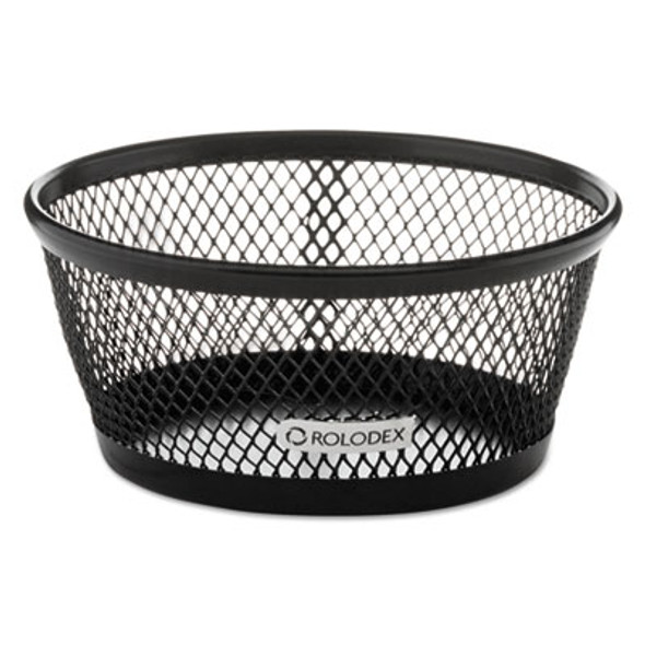 Mesh Jumbo Nestable Paper Clip Dish, Wire Mesh, 4.3" Diameter x 2"h,  Black