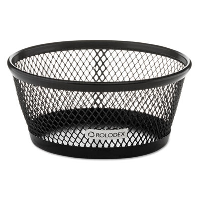 Mesh Jumbo Nestable Paper Clip Dish, Wire Mesh, 4.3" Diameter x 2"h,  Black